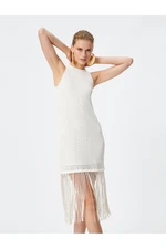 Şahika Ercümen X Koton | Tasseled Halter Neck Openwork Dress