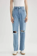 DEFACTO 90's Wide Leg Ripped Detailed Jean Long Trousers