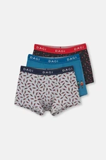 Dagi Navy Blue 3-pack Jacquard Elastic Cotton Boxer