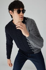 Trendyol Navy Blue Slim Fit Crew Neck Hair Knit Knitwear Sweater