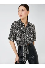 Koton Crop Shirt with Tie Front