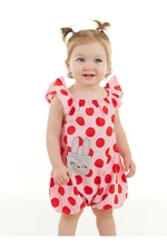 Denokids Rabbit Baby Girl Poplin Pink Polka Dot Summer Playsuit