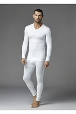 Dagi Men's Ecru V-Neck Long Sleeved Thermal Tops and Underwear