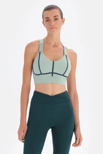 Dagi Mint Green Women's Sports Bra with Piping Detail