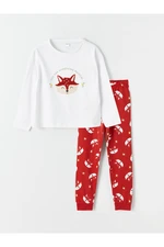 LC Waikiki Crew Neck Patterned Long Sleeve Girls' Pajamas Set