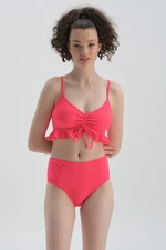 Dagi Neon Fuchsia Side Draped Rise Waist Bottom