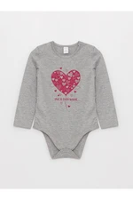 LC Waikiki Crew Neck Long Sleeve Printed Baby Girl Snap Body