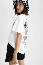 DEFACTO Oversize Fit Crew Neck Back Printed Short Sleeve T-Shirt