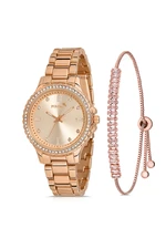 Polo Air Luxury Single Row Women's Wristwatch Zircon Stone Baguette Bracelet Combination Copper Color