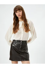 Koton Chiffon Collar Collar Shirt with Ribbon Detailed Frill Long Sleeve.