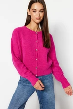 Trendyol Fuchsia Feathered Accessory Knitwear Cardigan