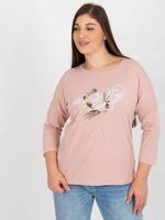 Light pink blouse plus size with glossy print