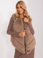 Dark beige fur vest with pockets