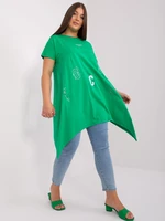 Green asymmetrical blouse plus size