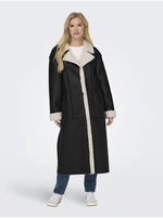 Women's black faux leather coat ONLY Viva - Women