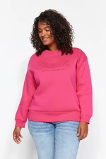 Trendyol Curve Pink Embroidery Detailed Knitted Sweatshirt with Fleece Inside