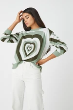 Koton Women's Green Patterned Sweater