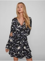 Black Ladies Patterned Wrap Dress VILA Daya - Women