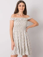 Ecru dress with small floral patterns