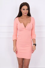 Dress with button-neck apricot