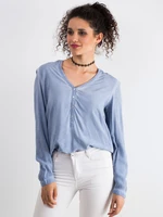 Loose blouse in viscose blue