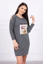 Dress with graphite basket print