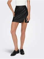 Black Women's Mini Leatherette Skirt ONLY Leni - Women