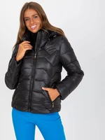 Ladies Quilted Hooded Jacket - Black