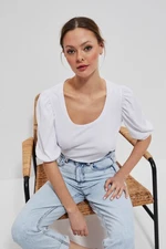 Moodo Balloon Sleeve Blouse - White