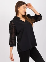 Black formal blouse with 3/4 sleeves