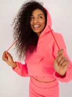 Fluo pink basic tracksuit with short sweatshirt Emilie