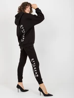 Black women's tracksuit with inscriptions and zippers