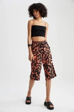 DEFACTO High Waisted Floral Print Viscose Crop Chinos