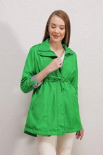 Bigdart 10322 Trench Coat with Pleated Waist - Green