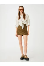 Koton Mini Skirt With A Suede Look, Zip Closure