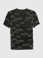 Čierno-šedé chlapčenské vzorované tričko s vrecúškom GAP