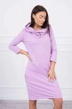 Dress with a hood and pockets of purple color