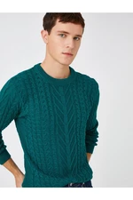 Koton Basic Knitwear Sweater With Braided Crew Neck.