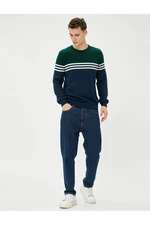 Koton Knitwear Sweater Color Block Crew Neck