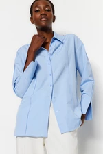 Trendyol Light Blue Rib Detailed Shirt