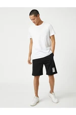 Koton Basic Shorts Tie the waist, Slogan and Printed Labels, Pockets.