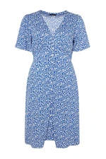 Trendyol Curve Navy Blue Woven Floral Dress