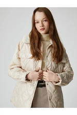 Koton Quilted Jacket Collar Plush Pocket Detailed