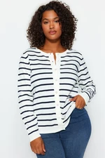 Trendyol Curve Ecru Striped Knitwear Cardigan