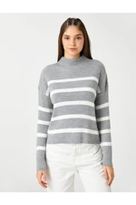 Koton Striped Knitwear Sweater Half Turtleneck Long Sleeve