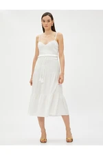 Koton Tiered Midi Skirt with Tie Waist