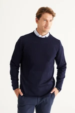 AC&Co / Altınyıldız Classics Men's Navy Blue Standard Fit Normal Cut Anti-Pilling Crew Neck Knitwear Sweater.