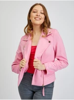 Women's pink faux leather jacket in suede finish ORSAY