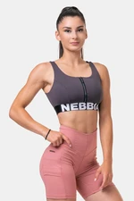 Nebbia Smart zip sportovní podprsenka marron L