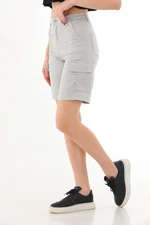 BİKELİFE High Waist Flexible Bermuda Shorts with Cargo Pocket.